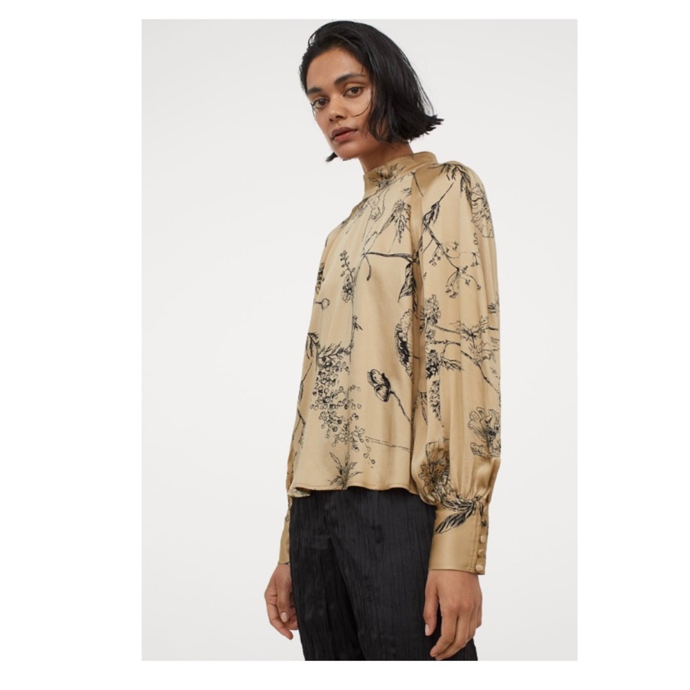 NWOT Champagne Satin Blouse